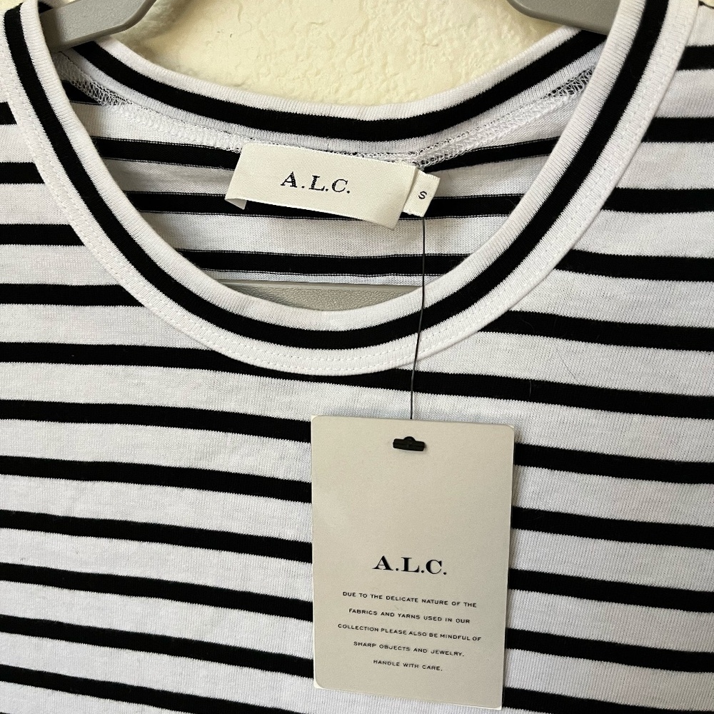 NWT A.L.C | Classic Kidman Jersey Knit Dress in Black and White Stripe | Size S - Picture 9 of 12